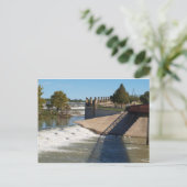 Pelikane fischen im White Rock Lake Dam & Spillway Postkarte (Stehend Vorderseite)