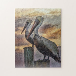Pelikane im Sonnenuntergang Puzzle