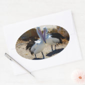 Pelikane in Liebe, Ovaler Aufkleber (Umschlag)