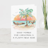Pelikane und Palm Tree Beach Weihnachten