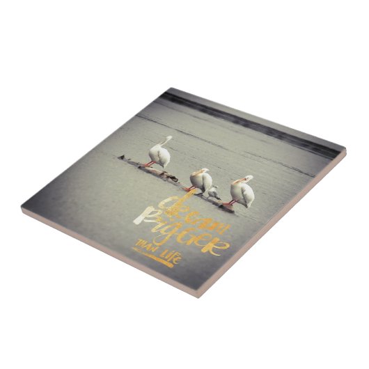 Pelikane und Seagull Dream Bigger Fliese (Seite)