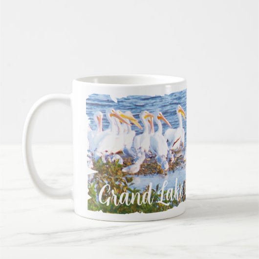 Pelikane unter Möwen Kaffeetasse (Links)