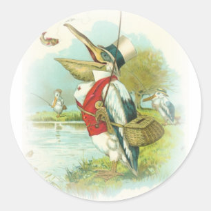 Pelikanfischerei Runder Aufkleber