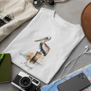 pelikanisch stehend auf einer PolAquarellfarbe ind T-Shirt