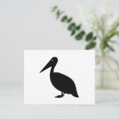 Pelikanische Silhouette auf Weiß Postkarte (Stehend Vorderseite)