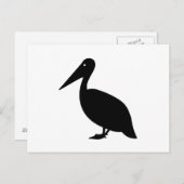 Pelikanische Silhouette auf Weiß Postkarte (Vorne/Hinten)