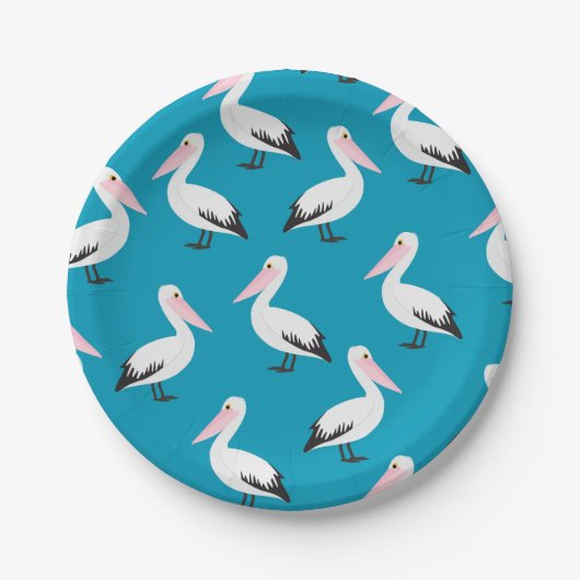 Pelikanmuster Pappteller (Vorderseite)