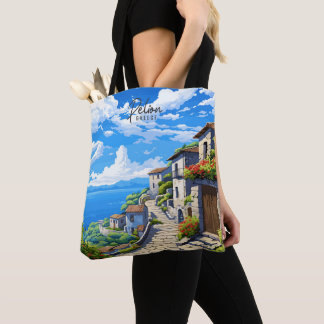 Pelion Greece Vintag Art Travel Illustration Tasche