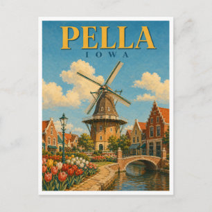 Pella Iowa Dutch Windmühle GeoSaga Postkarte