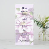 Pellrosa Clematis Wedding Menu Menükarte (Stehend Vorderseite)