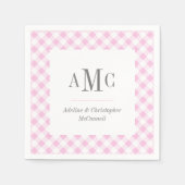 Pellrosa Gingham Monogramm und Name Serviette (Vorderseite)