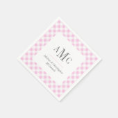 Pellrosa Gingham Monogramm und Name Serviette (Ecke)