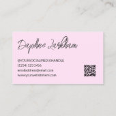 Pellrosa Linien Foto Signature Script QR Code Visitenkarte (Rückseite)