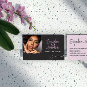 Pellrosa Linien Foto Signature Script QR Code Visitenkarte