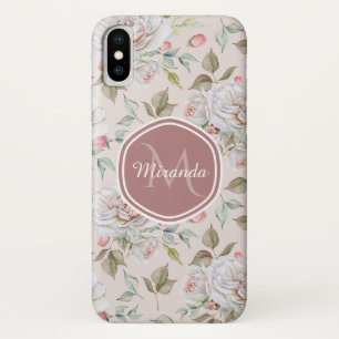 Pellrosa Rosenmuster mit Monogramm und Name Case-Mate iPhone Hülle