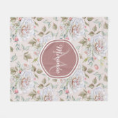 Pellrosa Rosenmuster mit Monogramm und Name Fleecedecke (Vorderseite (Horizontal))