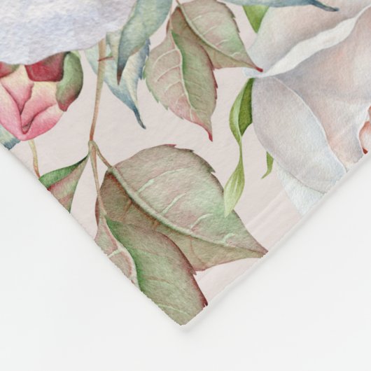 Pellrosa Rosenmuster mit Monogramm und Name Fleecedecke (Ecke)