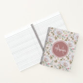 Pellrosa Rosenmuster mit Monogramm und Name Notizbuch (Innenseite)