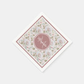 Pellrosa Rosenmuster mit Monogramm und Name Serviette (Ecke)