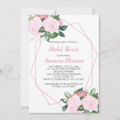 Pellrosa Roses Grünes geometrisches Brautparty Einladung (Vorderseite)