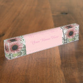 Pellrosa Sonnenblume Namensplakette (Seite)