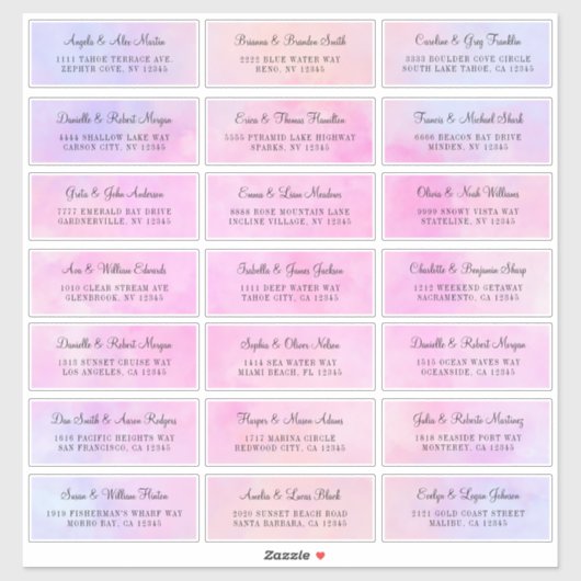 Pellrosa Watercolor - individuelle Adressenmarken Aufkleber (Blatt)