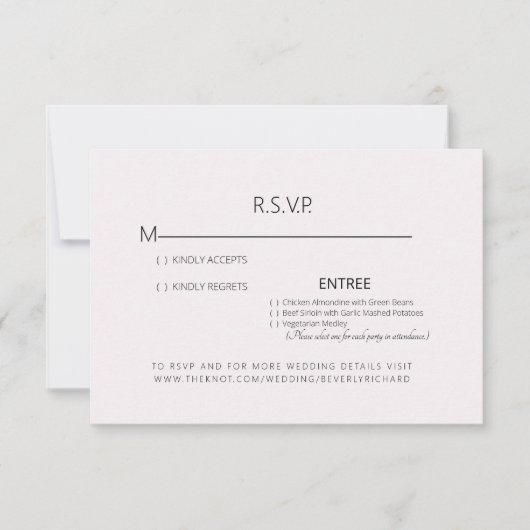 Pellrosa Wedding RSVP Card (Vorderseite)