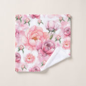 Pellrosafarbene Erdnüsse auf rosa Hintergrund Badhandtuch Set (Waschlappen)