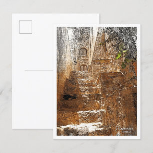 Peloponnes Griechenland Farbstift Stadt Landschaft Postkarte
