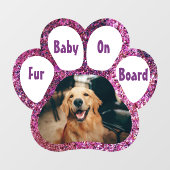 Pelz Baby an Bord Pink Sparkle Pfote Print and Fot Fensteraufkleber (Blatt)