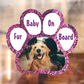 Pelz Baby an Bord Pink Sparkle Pfote Print and Fot Fensteraufkleber (Blatt 2)