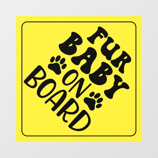 Pelz Baby an Bord Yellow Sign Car Decal Fensteraufkleber (Blatt)