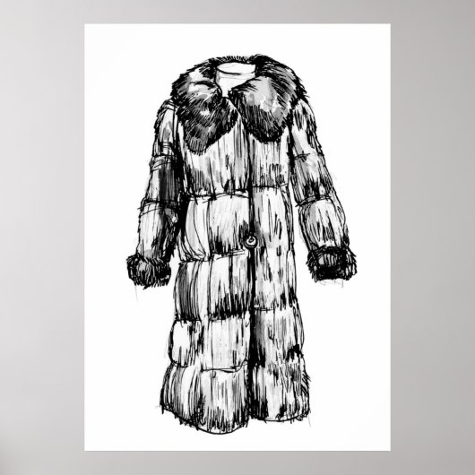 Pelz Coat Fashion Sketch Poster (Vorne)