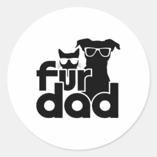 Pelze Vater Funny Vathday Shirts Katze und Hund Lo Runder Aufkleber