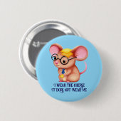Pelziger Käse-Mann-Geschäfts-Maus-Krawatte-Brille- Button (Vorne & Hinten)