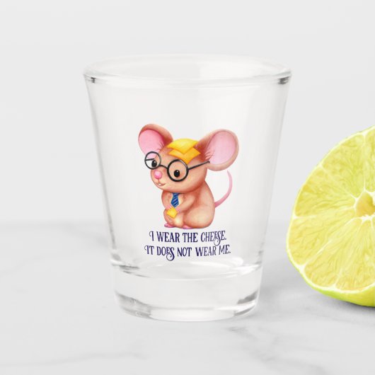 Pelziger Käse-Mann-Geschäftsmaus Krawatte Brille N Schnapsglas (Vorderseite)
