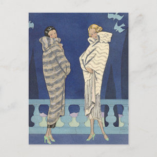 Pelzmäntel am See von George Barbier Postkarte