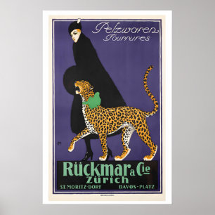 Pelzprodukte Fourrures Zürich Schweiz Vintage Poster