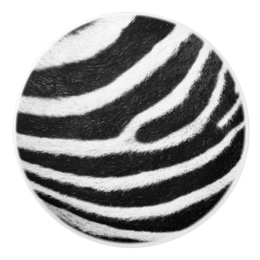Pelzstreifen aus schwarz-weiß Imitaten Zebra Print Keramikknauf (Vorderseite)