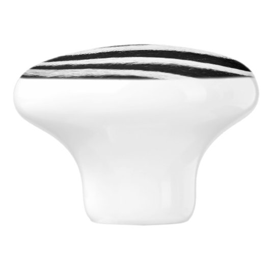 Pelzstreifen aus schwarz-weiß Imitaten Zebra Print Keramikknauf (Seitenansicht)