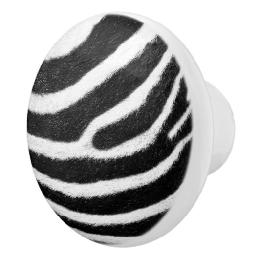 Pelzstreifen aus schwarz-weiß Imitaten Zebra Print Keramikknauf (Rechts)