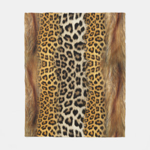 Pelzstruktur: Fuchs und Leopard. Fleecedecke