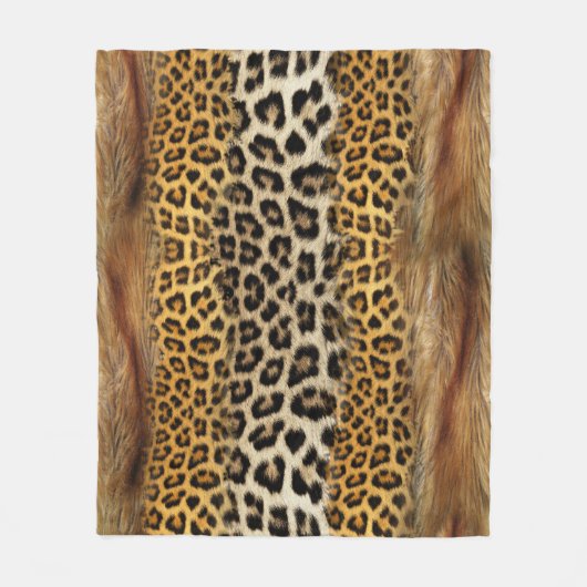 Pelzstruktur: Fuchs und Leopard. Fleecedecke (Vorderseite)