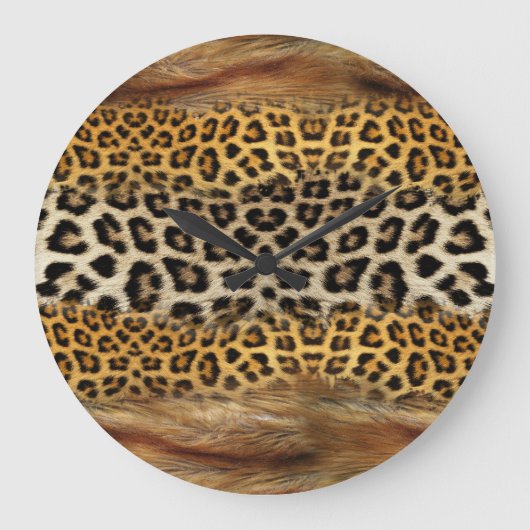 Pelzstruktur: Fuchs und Leopard. Große Wanduhr (Vorderseite)