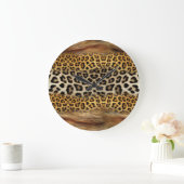 Pelzstruktur: Fuchs und Leopard. Große Wanduhr (Zuhause)