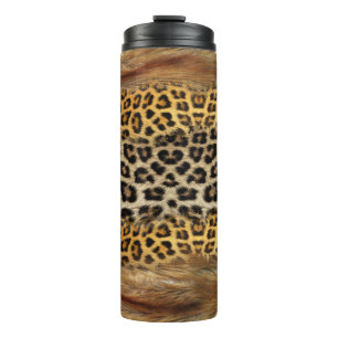 Pelzstruktur: Fuchs und Leopard. Thermosbecher