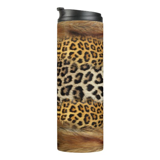 Pelzstruktur: Fuchs und Leopard. Thermosbecher (Nach rechts gedreht)