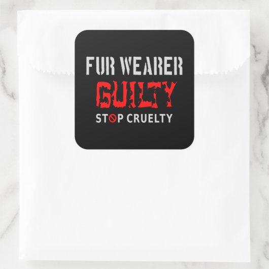 Pelzträger schuldig quadratischer aufkleber (Tasche)