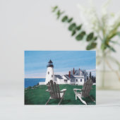 Pemaquid Leuchtturm und zwei Stühle Postkarte (Stehend Vorderseite)