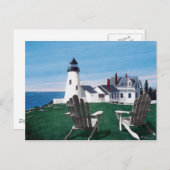 Pemaquid Leuchtturm und zwei Stühle Postkarte (Vorne/Hinten)